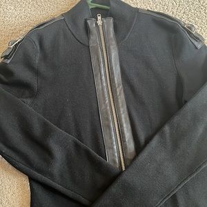100% genuine leather and knit  jacket